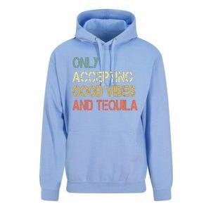 Only Accepting Good Vibes And Tequila Funny Unisex Surf Hoodie