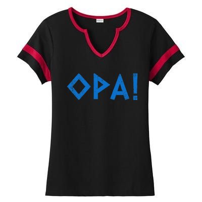 Opa Ancient Greek Pride Greek Flag Funny Greek Party Greece Ladies Halftime Notch Neck Tee