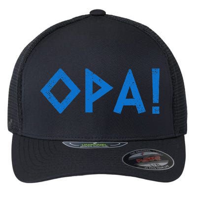 Opa Ancient Greek Pride Greek Flag Funny Greek Party Greece Flexfit Unipanel Trucker Cap