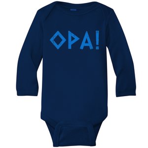 Opa Ancient Greek Pride Greek Flag Funny Greek Party Greece Baby Long Sleeve Bodysuit