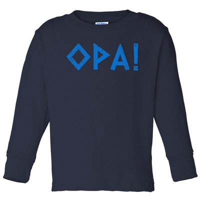 Opa Ancient Greek Pride Greek Flag Funny Greek Party Greece Toddler Long Sleeve Shirt