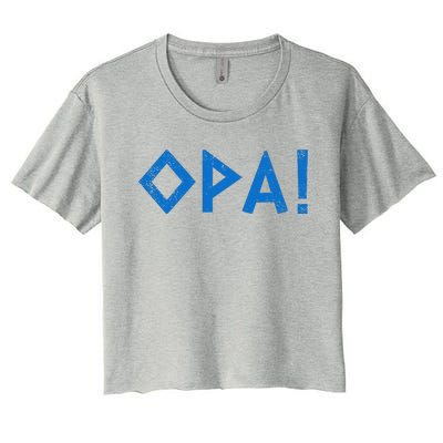 Opa Ancient Greek Pride Greek Flag Funny Greek Party Greece Women's Crop Top Tee