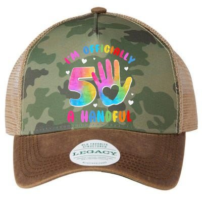 Officially A Handful 5 Im 5 Years Old 5th Birthday Legacy Tie Dye Trucker Hat