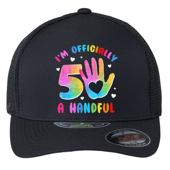Officially A Handful 5 Im 5 Years Old 5th Birthday Flexfit Unipanel Trucker Cap