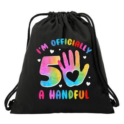 Officially A Handful 5 Im 5 Years Old 5th Birthday Drawstring Bag