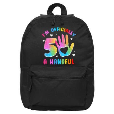 Officially A Handful 5 Im 5 Years Old 5th Birthday 16 in Basic Backpack