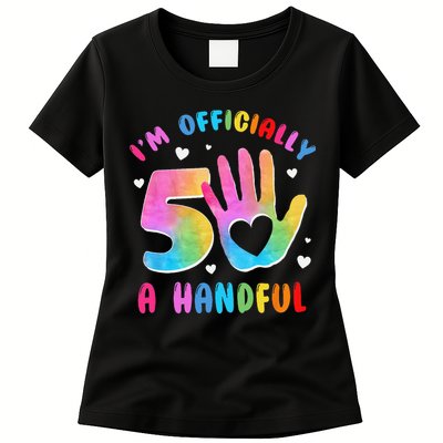 Officially A Handful 5 Im 5 Years Old 5th Birthday Womens T-Shirt
