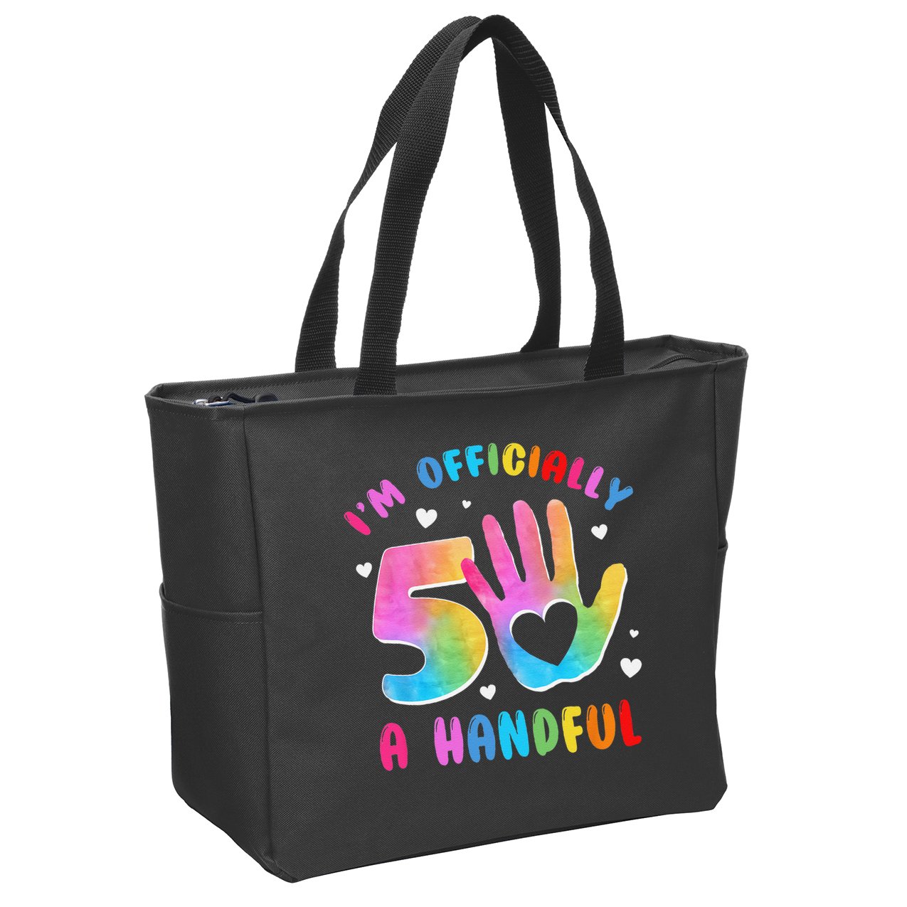 Officially A Handful 5 Im 5 Years Old 5th Birthday Zip Tote Bag
