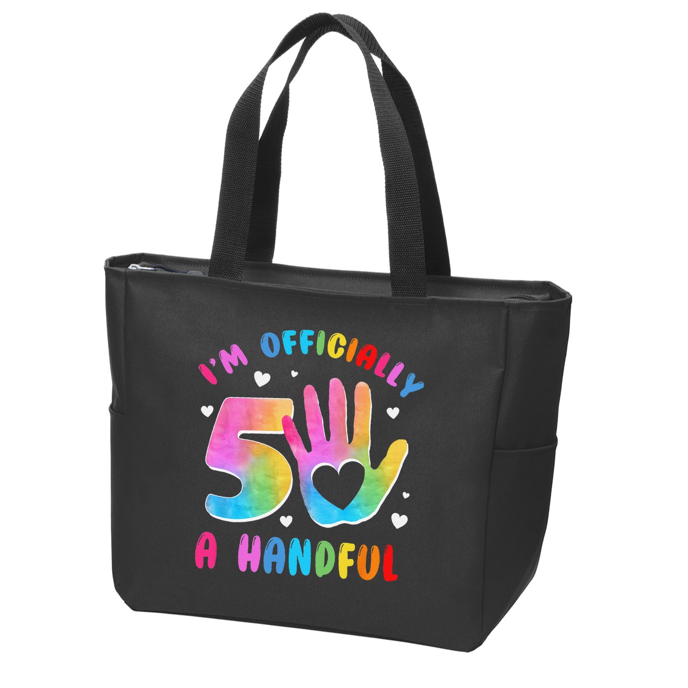 Officially A Handful 5 Im 5 Years Old 5th Birthday Zip Tote Bag