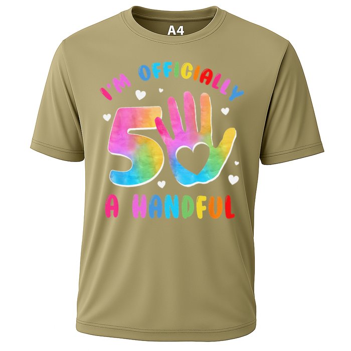Officially A Handful 5 Im 5 Years Old 5th Birthday Cooling Performance Crew T-Shirt
