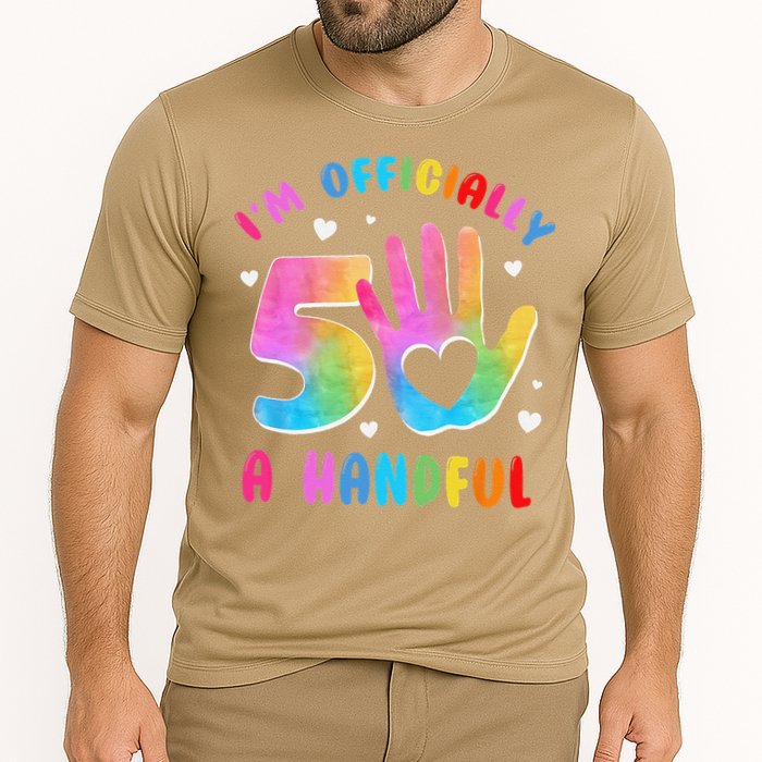 Officially A Handful 5 Im 5 Years Old 5th Birthday Cooling Performance Crew T-Shirt