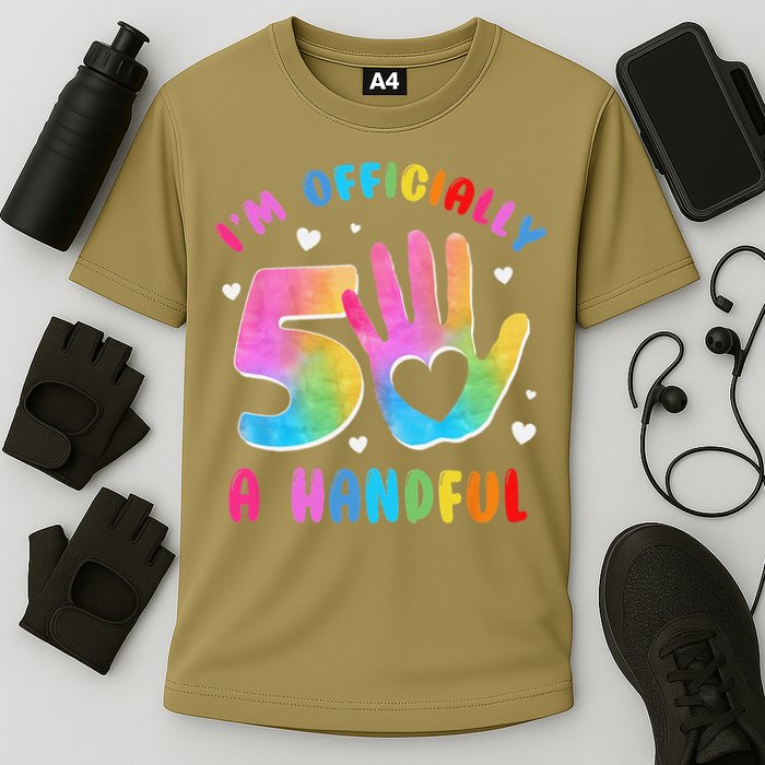 Officially A Handful 5 Im 5 Years Old 5th Birthday Cooling Performance Crew T-Shirt