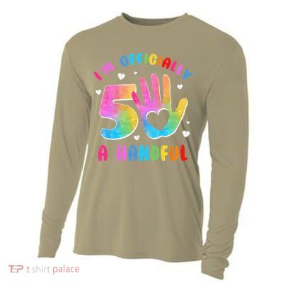 Officially A Handful 5 Im 5 Years Old 5th Birthday Cooling Performance Long Sleeve Crew