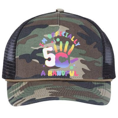 Officially A Handful 5 Im Five Years Old Funny Birthday Retro Rope Trucker Hat Cap