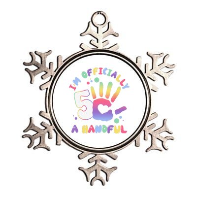 Officially A Handful 5 Im Five Years Old Funny Birthday Metallic Star Ornament