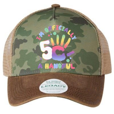 Officially A Handful 5 I'm Five Years Old Funny Birthday Legacy Tie Dye Trucker Hat