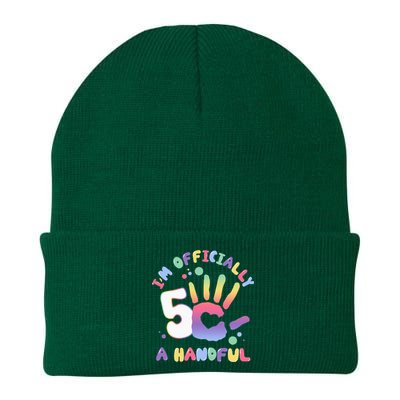 Officially A Handful 5 I'm Five Years Old Funny Birthday Knit Cap Winter Beanie