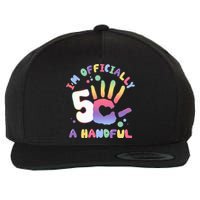 Officially A Handful 5 I'm Five Years Old Funny Birthday Wool Snapback Cap