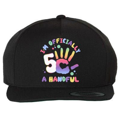 Officially A Handful 5 I'm Five Years Old Funny Birthday Wool Snapback Cap