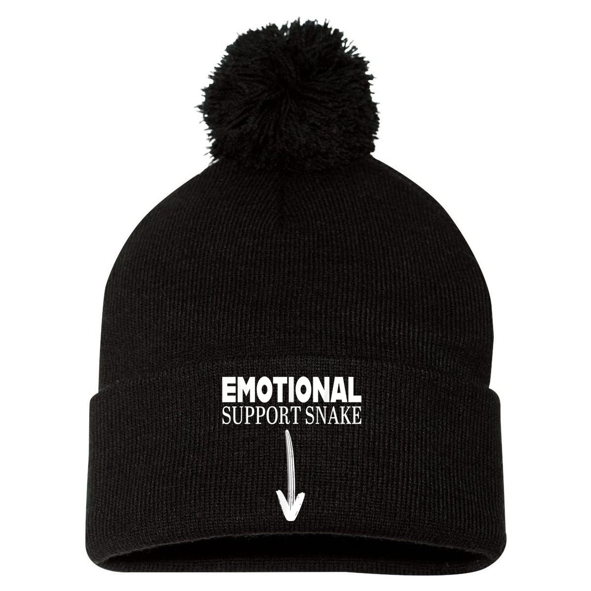 Offensive Adult Humor Emotional Support Snake Vintage Pom Pom 12in Knit Beanie