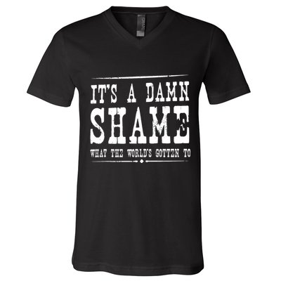Oliver Anthony Its A Damn Shame What The Worlds Gotten To V-Neck T-Shirt