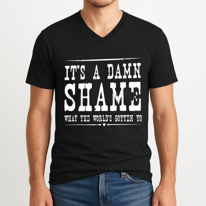 Oliver Anthony Its A Damn Shame What The Worlds Gotten To V-Neck T-Shirt