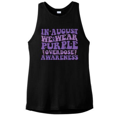 Overdose Awareness In August We Wear Purple Women Ladies PosiCharge Tri-Blend Wicking Tank