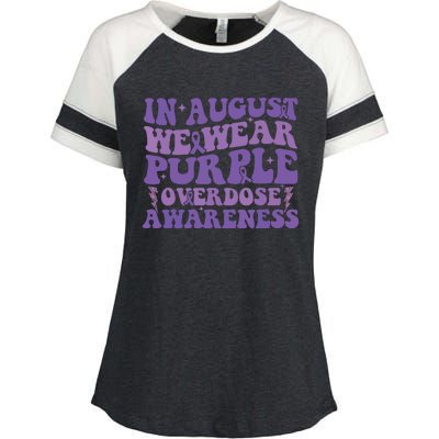 Overdose Awareness In August We Wear Purple Women Enza Ladies Jersey Colorblock Tee