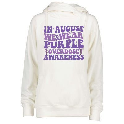 Overdose Awareness In August We Wear Purple Women Womens Funnel Neck Pullover Hood