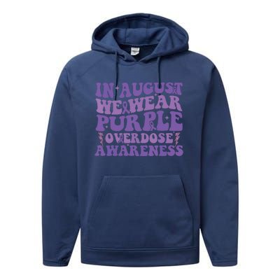 Overdose Awareness In August We Wear Purple Women Performance Fleece Hoodie