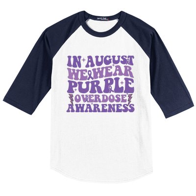 Overdose Awareness In August We Wear Purple Women Baseball Sleeve Shirt