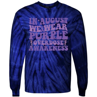 Overdose Awareness In August We Wear Purple Women Tie-Dye Long Sleeve Shirt