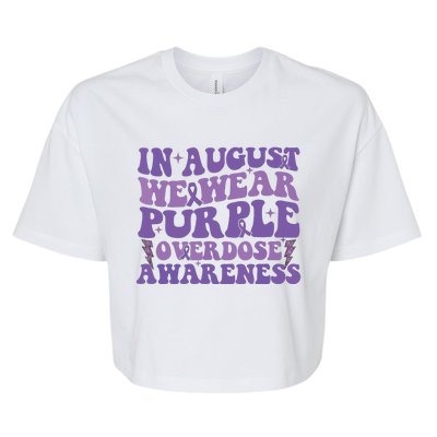 Overdose Awareness In August We Wear Purple Women Bella+Canvas Jersey Crop Tee