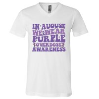 Overdose Awareness In August We Wear Purple Women V-Neck T-Shirt