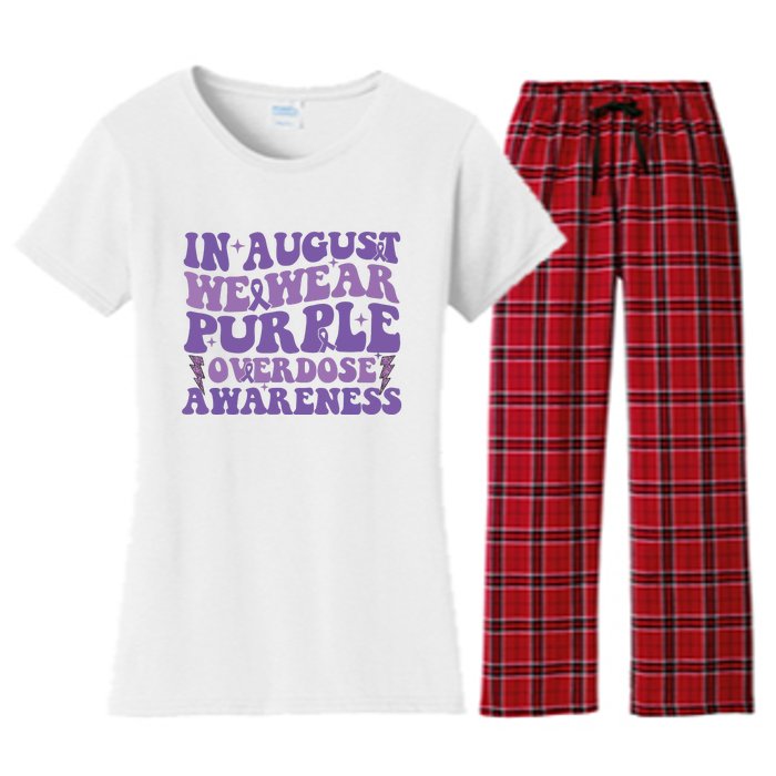 Overdose Awareness In August We Wear Purple Women Women's Flannel Pajama Set