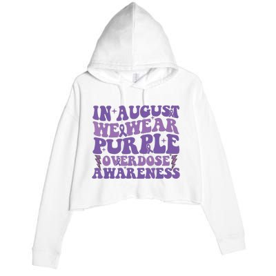 Overdose Awareness In August We Wear Purple Women Crop Fleece Hoodie