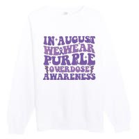 Overdose Awareness In August We Wear Purple Women Premium Crewneck Sweatshirt