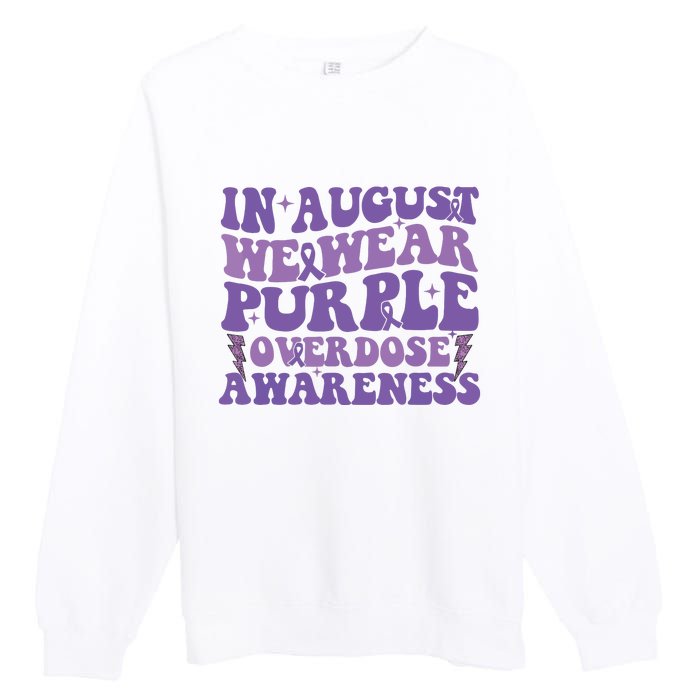 Overdose Awareness In August We Wear Purple Women Premium Crewneck Sweatshirt