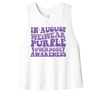 Overdose Awareness In August We Wear Purple Women Women's Racerback Cropped Tank