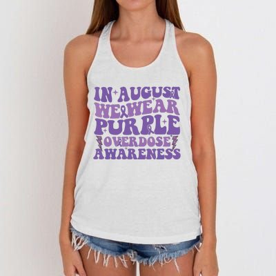 Overdose Awareness In August We Wear Purple Women Women's Knotted Racerback Tank