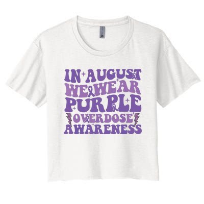 Overdose Awareness In August We Wear Purple Women Women's Crop Top Tee