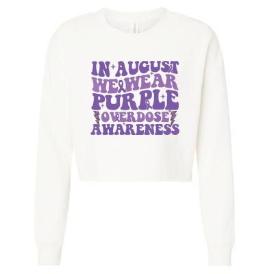 Overdose Awareness In August We Wear Purple Women Cropped Pullover Crew