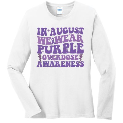 Overdose Awareness In August We Wear Purple Women Ladies Long Sleeve Shirt