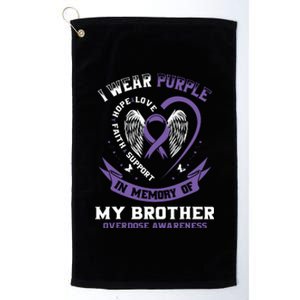 Overdose Awarenessc In Memory Of Brother Purple Ribbon Platinum Collection Golf Towel