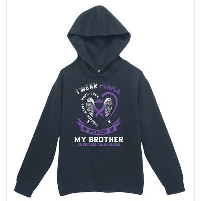 Overdose Awarenessc In Memory Of Brother Purple Ribbon Urban Pullover Hoodie