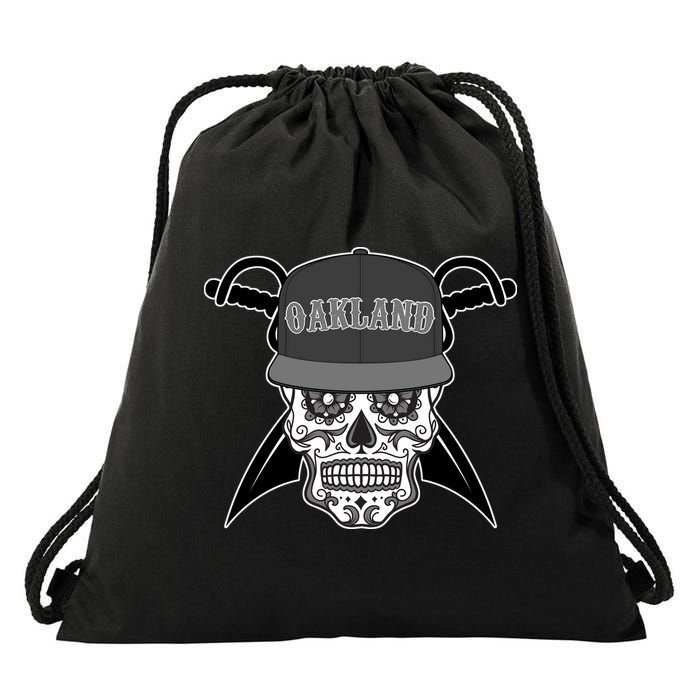 Oakland Day of The Dead Sugar Skull Drawstring Bag