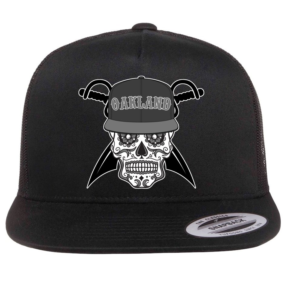 Oakland Day of The Dead Sugar Skull Flat Bill Trucker Hat