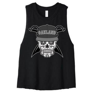 Oakland Day of The Dead Sugar Skull Women's Racerback Cropped Tank