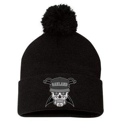 Oakland Day of The Dead Sugar Skull Pom Pom 12in Knit Beanie