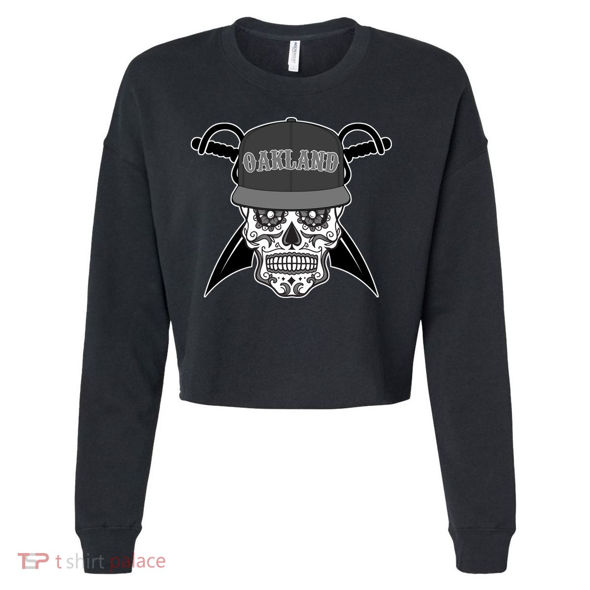 Oakland Day of The Dead Sugar Skull Cropped Pullover Crew